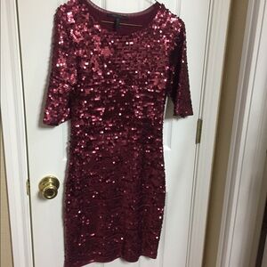 BCBG MAXAZRIA burgundy sequin dress